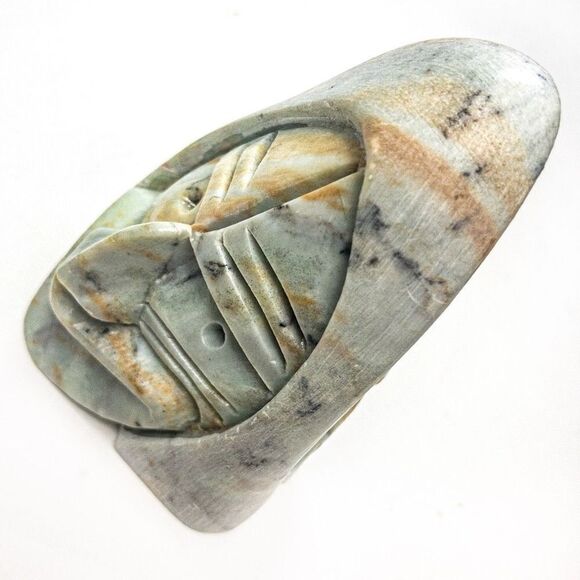 *Rare* Six Nations Iroquois False Faces SIGNED Soapstone Sculpture - Picture 8 of 13